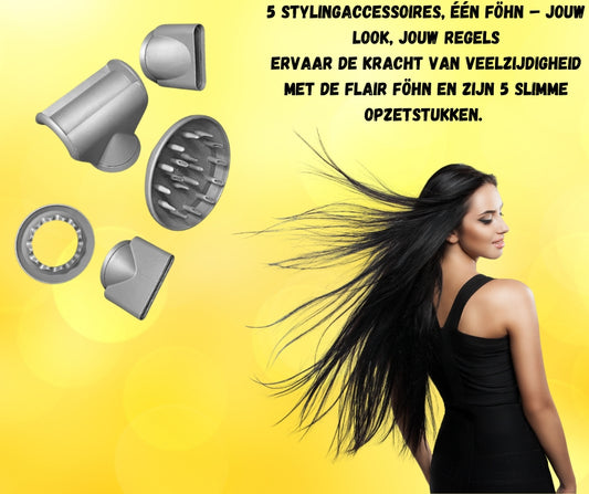 Föhn Flair | Inclusief 5 gratis opzetstukken t.w.v. 22 euro!